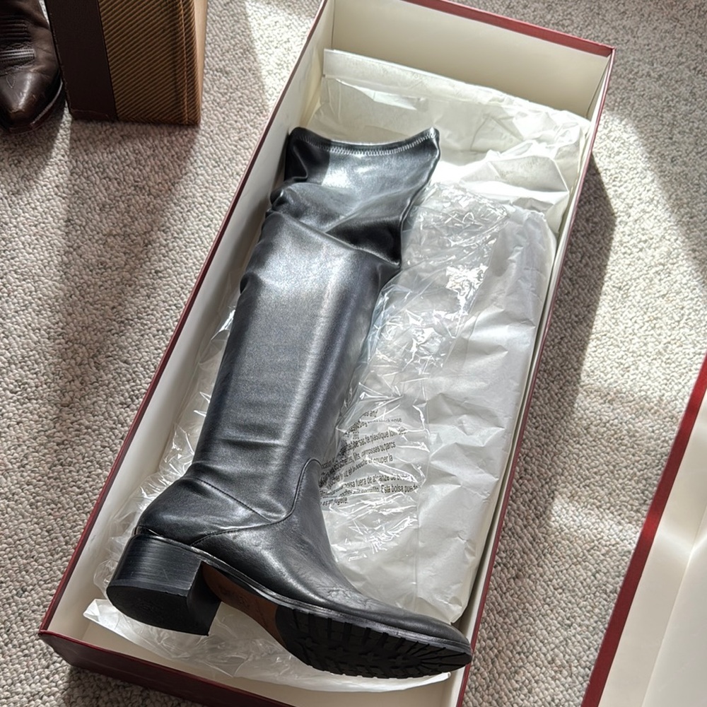 Donald Pliner Black Leather Over the Knee Boots